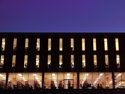 North side of the library at night