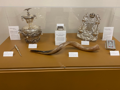 Display case with Mintzes collection items