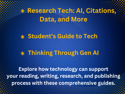 a graphic listing the 3 new technology focused LibGuides 