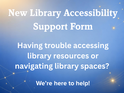 Gradient blue background with constellation like stars with new accessibility support form text