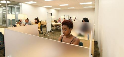 Cubicles in the quiet room.