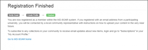 Screenshot of registration finished conformation email