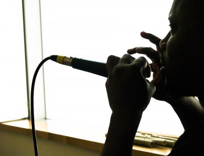 Man holding microphone