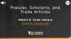 Image that says 'Popular, Scholarly, and Trade Articles'