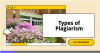 Images that says 'Types of Plagiarism'